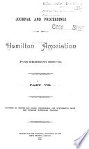 Journal and Proceedings of the Hamilton Association cover